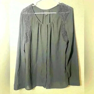 Poshmark Listing: Worthington Black Lace Shoulder Blouse (Size XL)